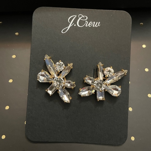 JCREW Gem Burst Stud Earrings NWT OS Crystal - Picture 6 of 8